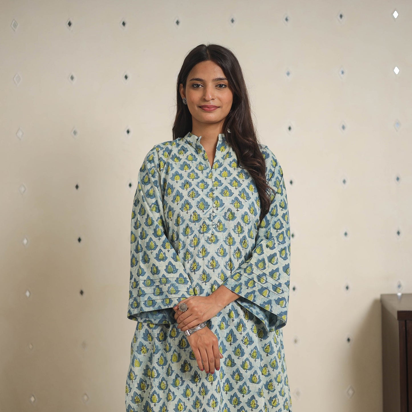 Blue - natural dyed cotton bagru dabu co-ord set 08