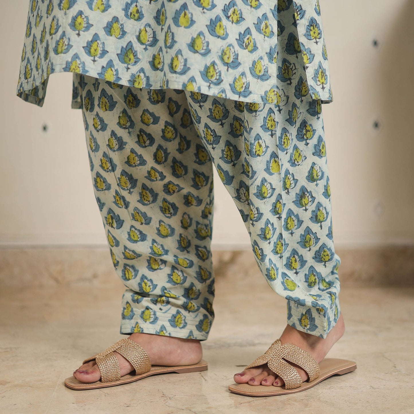 Blue - natural dyed cotton bagru dabu co-ord set 08