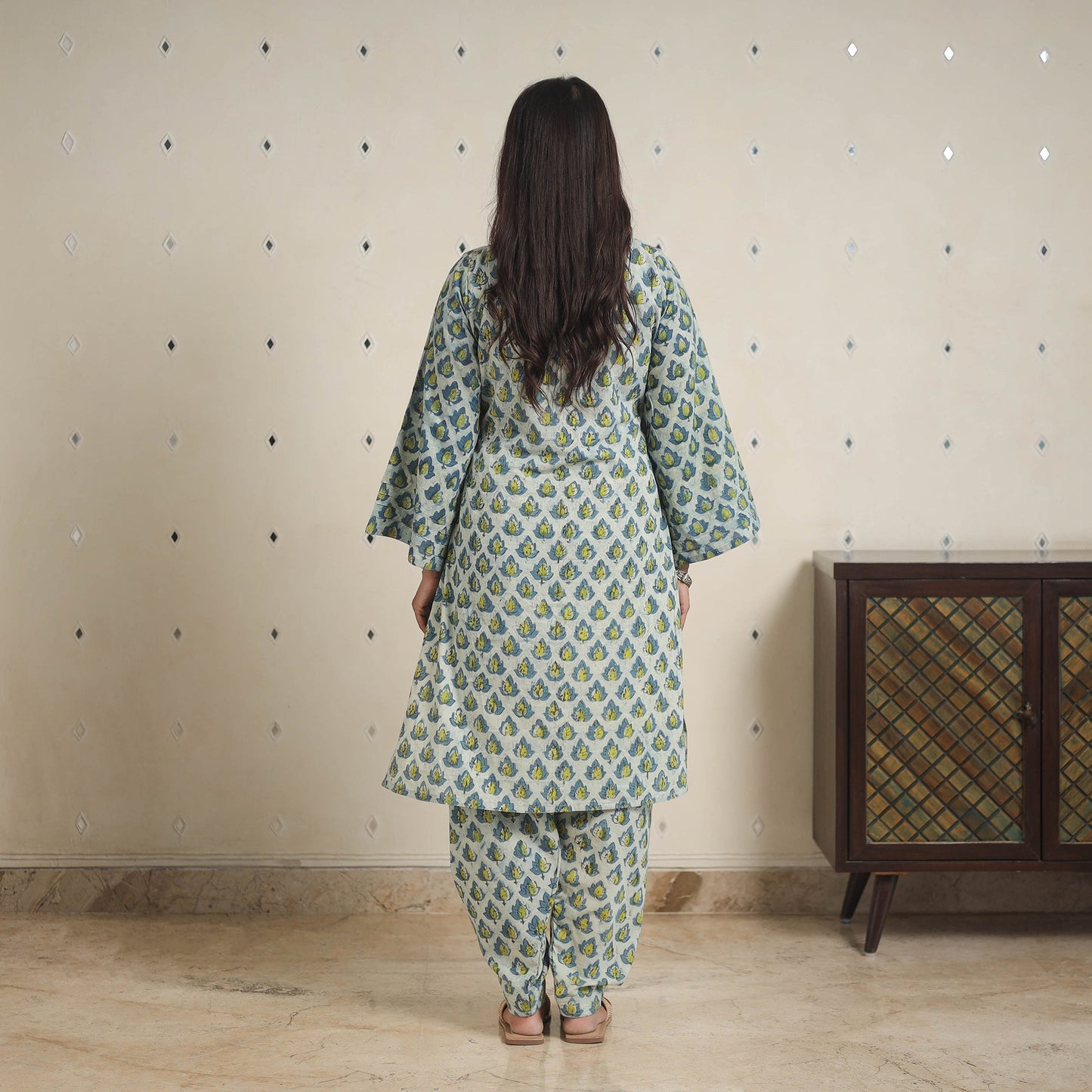 Blue - natural dyed cotton bagru dabu co-ord set 08