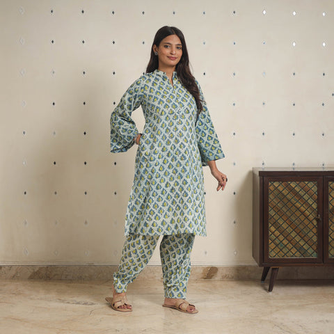 Blue - natural dyed cotton bagru dabu co-ord set 08
