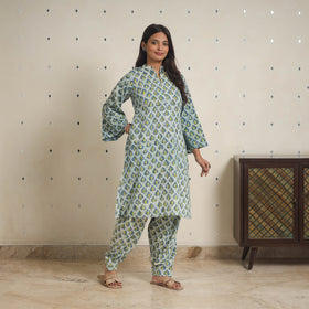 Blue - natural dyed cotton bagru dabu co-ord set 08