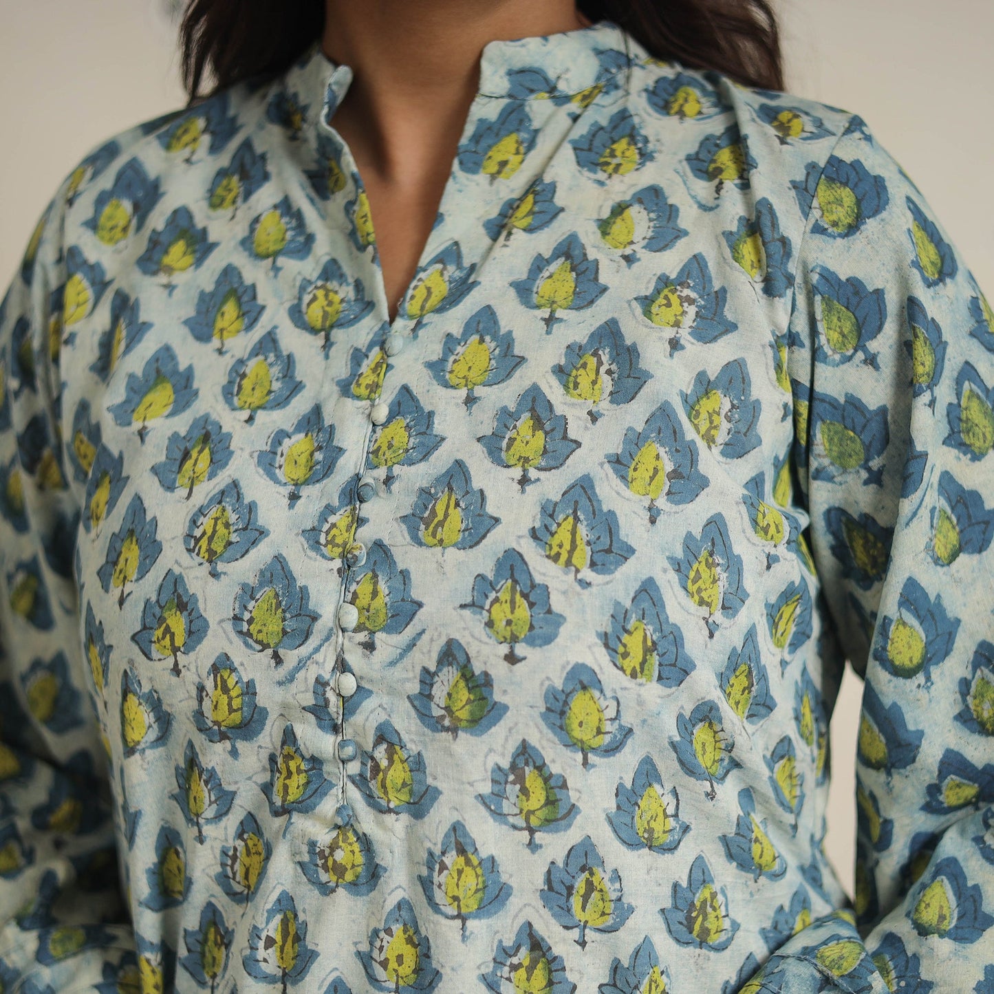 Blue - natural dyed cotton bagru dabu co-ord set 08