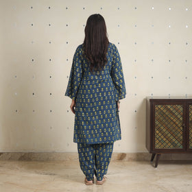 Blue - natural dyed cotton bagru dabu co-ord set 10