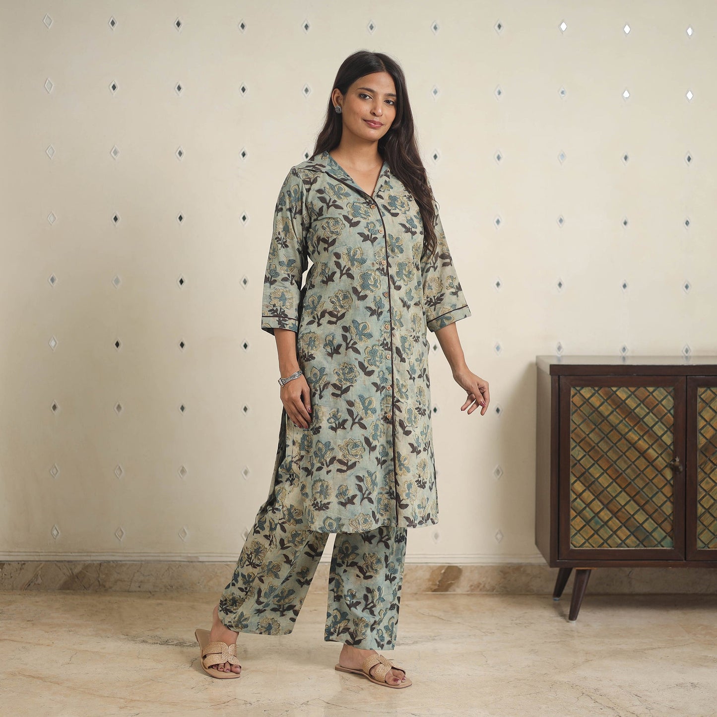 Blue - natural dyed cotton bagru dabu co-ord set 11