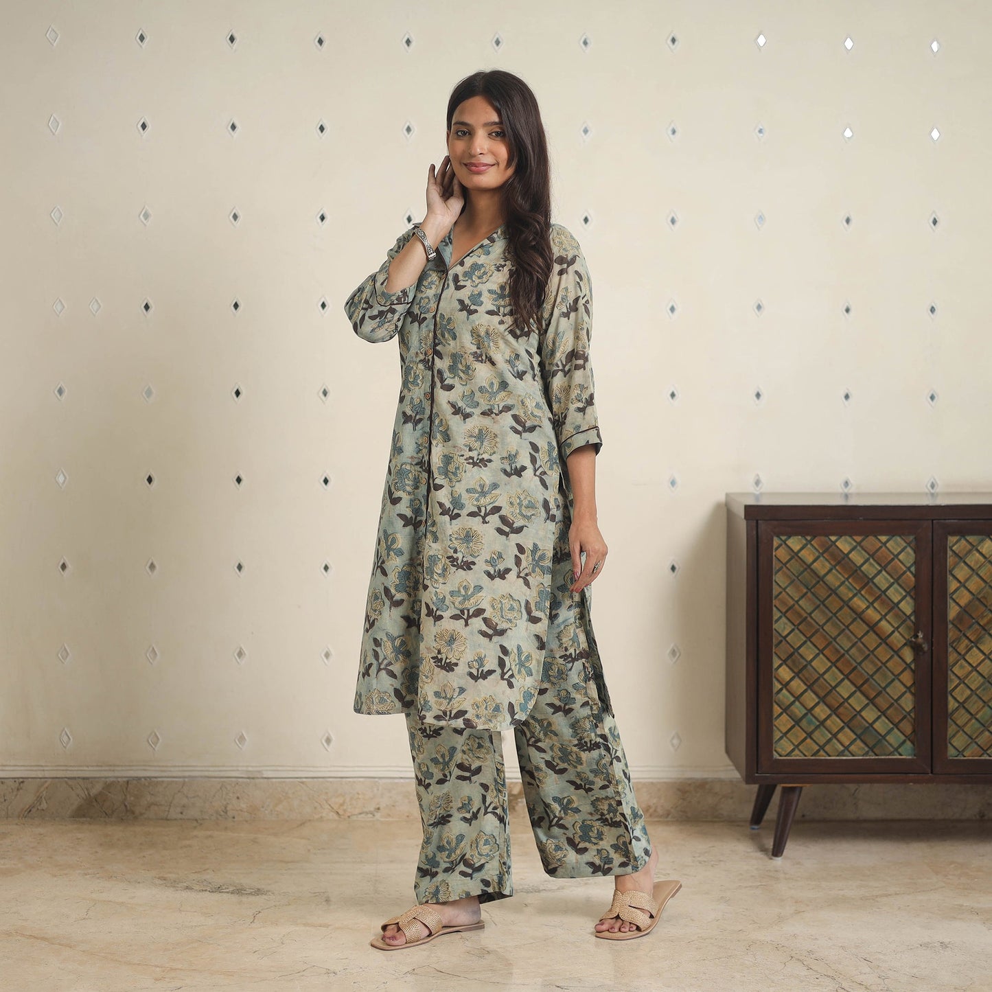 Blue - natural dyed cotton bagru dabu co-ord set 11