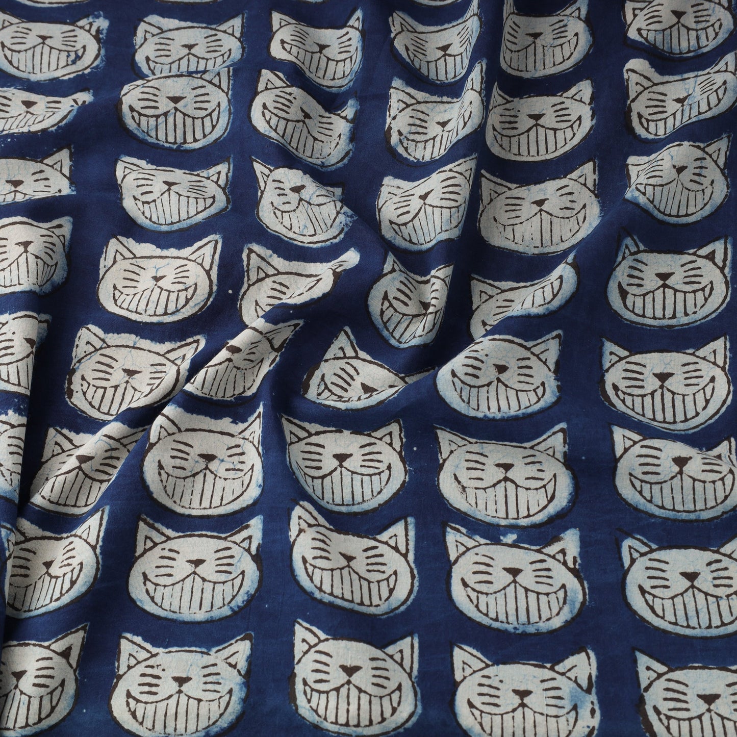 Blue Natural Dyed Cotton Bindaas Block Print Fabric