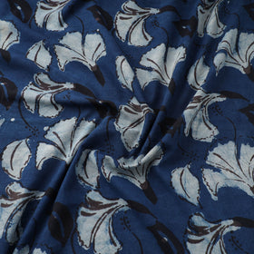 Blue - natural dyed cotton bindaas fabric - hibiscus-