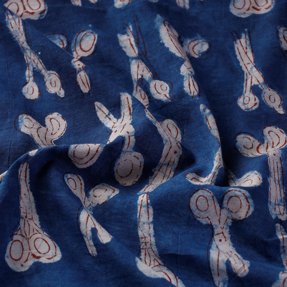  Blue Natural Dyed Cotton Bindaas Block Print Fabric