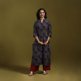 Natural dyed cotton straight kurta for women 06