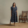 Natural dyed cotton button down dress 06 - handcrafted