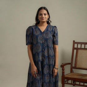 Natural dyed cotton button down dress 06 - handcrafted