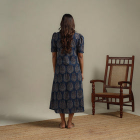 Natural dyed cotton button down dress 06 - handcrafted