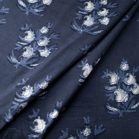 Blue Natural Dyed Cotton Dabu Bagru Block Print fabric