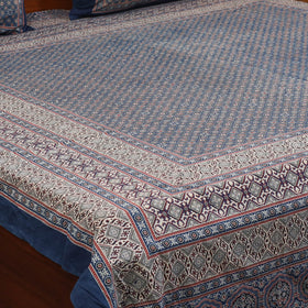 Blue - natural dyed cotton double bed sheet set 02