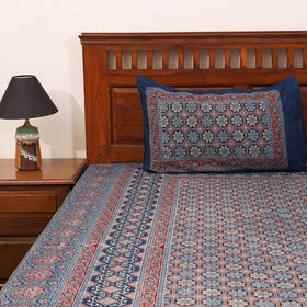 Blue - natural dyed cotton double bed sheet set 05