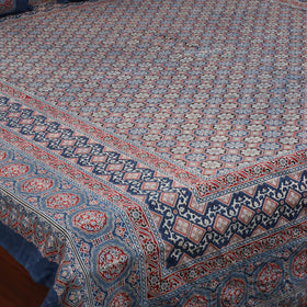 Blue - natural dyed cotton double bed sheet set 05