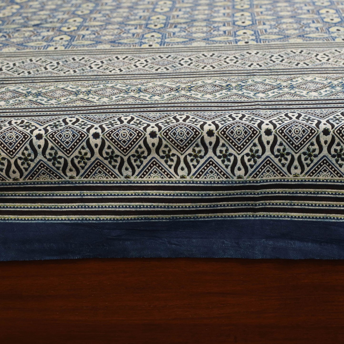 Blue - natural dyed cotton double bed sheet set 09