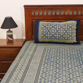 Blue - natural dyed cotton double bed sheet set 09