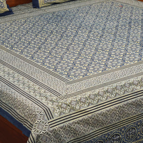 Blue - natural dyed cotton double bed sheet set 09