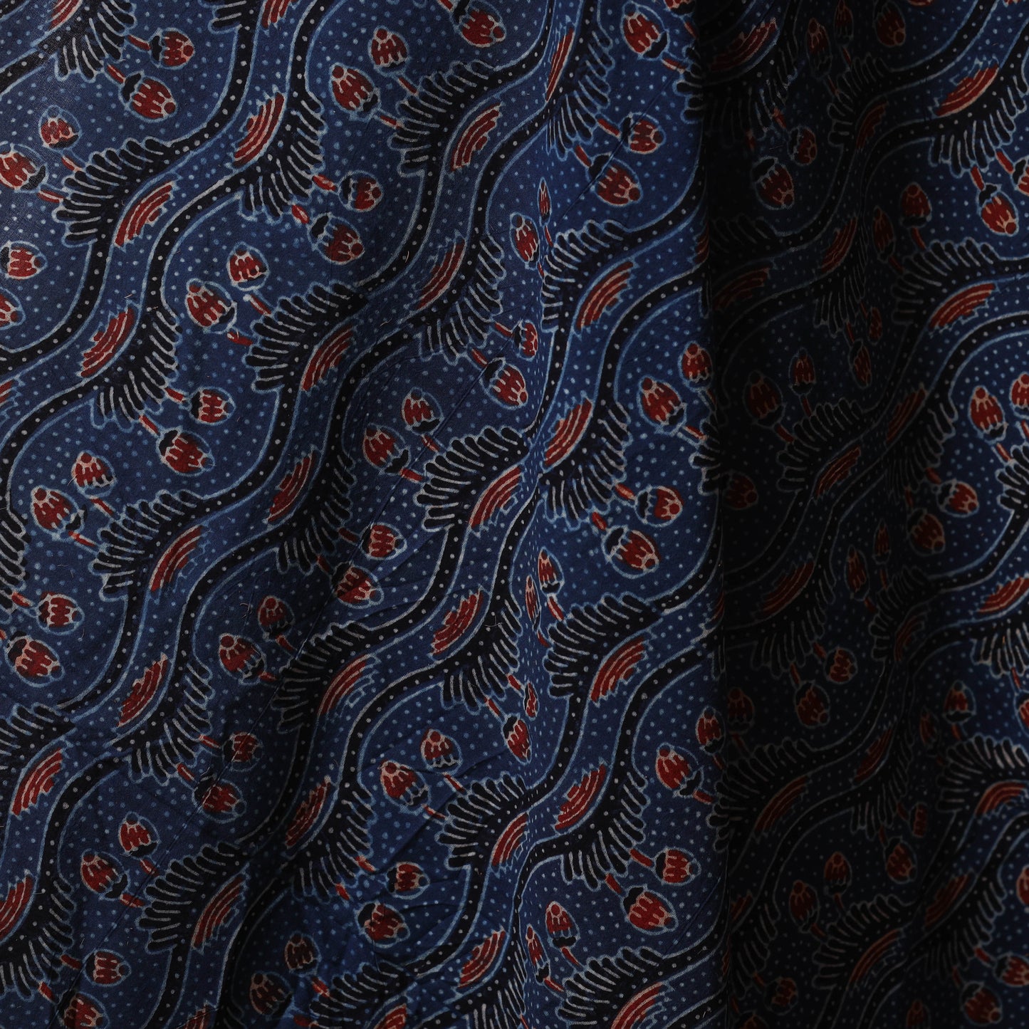 Blue - natural dyed cotton fabric 06 - handcrafted