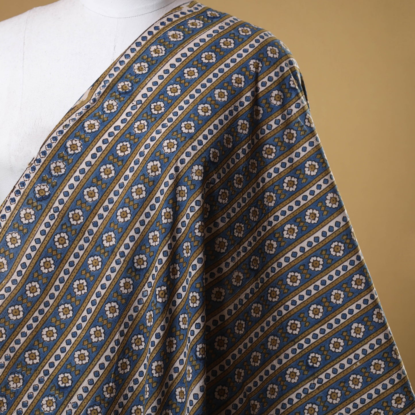 Blue - natural dyed cotton fabric 07 - handcrafted