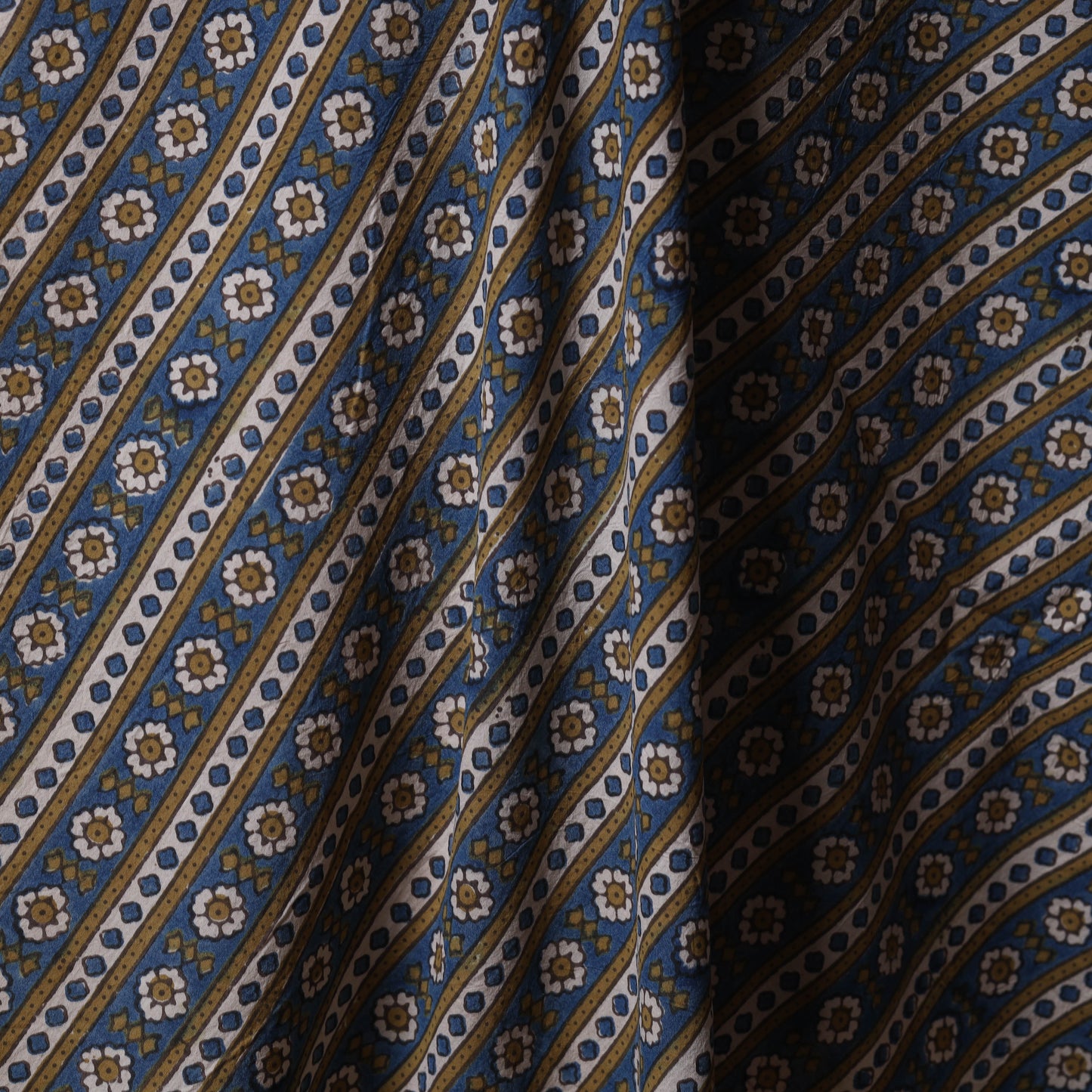 Blue - natural dyed cotton fabric 07 - handcrafted