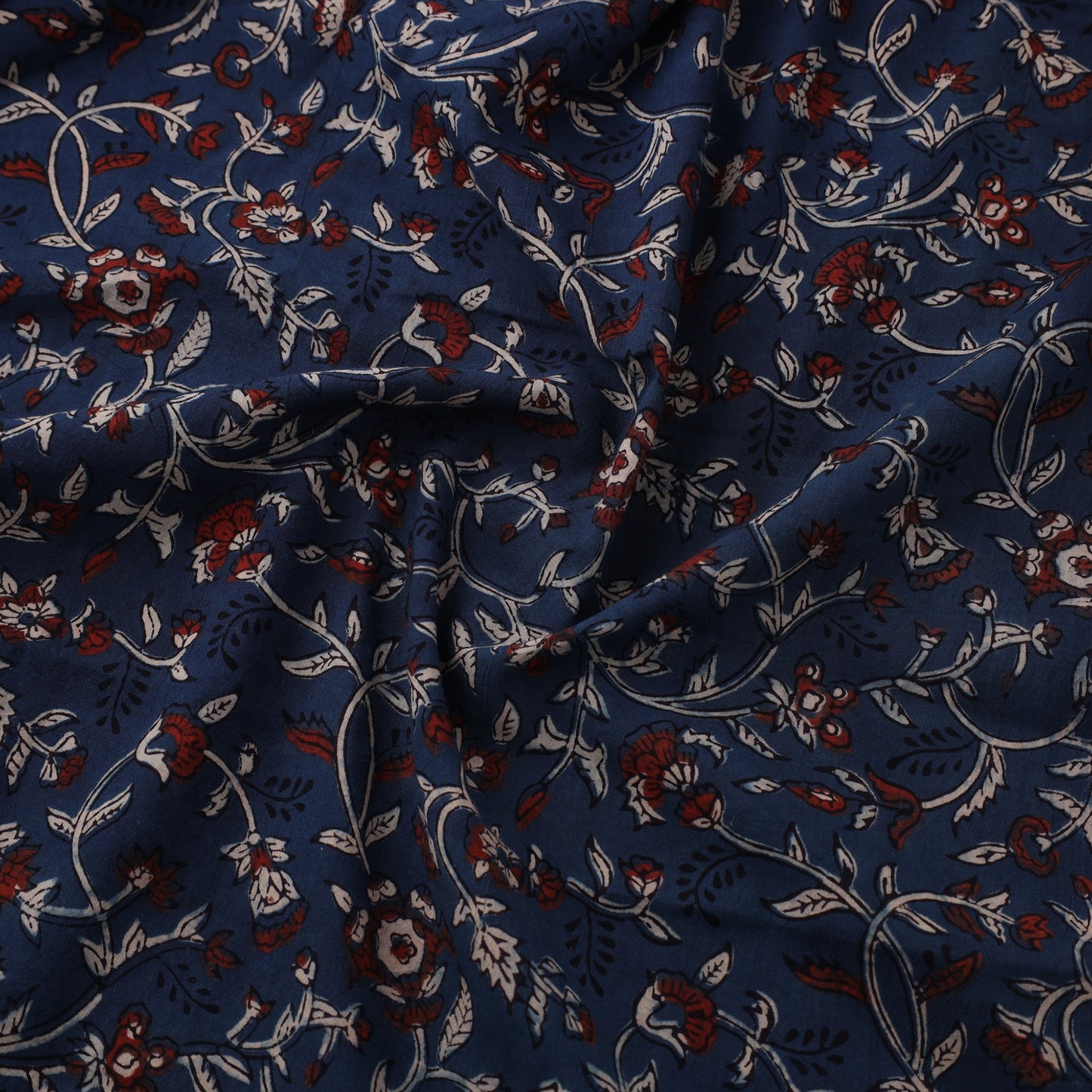 Blue Natural Dyed Block Print Cotton Ajrakh Fabric