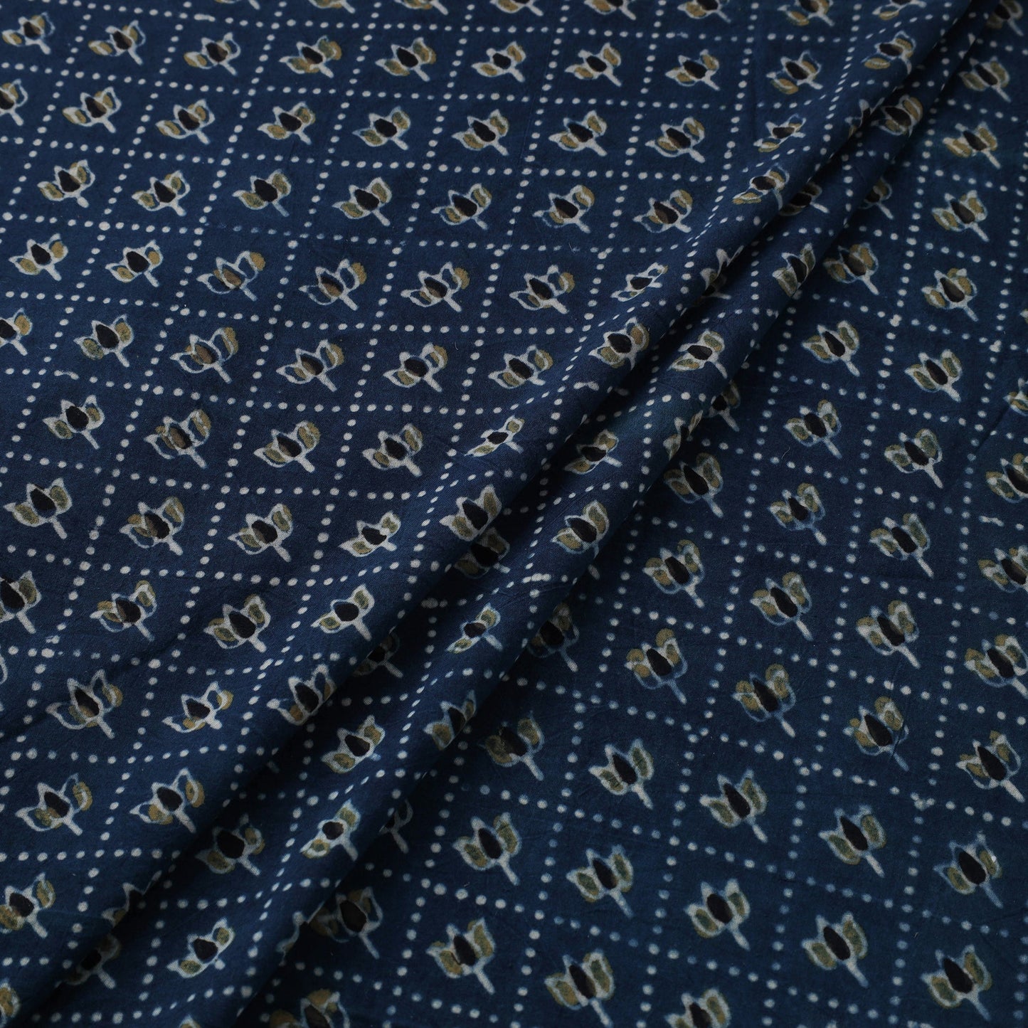 Blue - natural dyed cotton fabric 08 - handcrafted