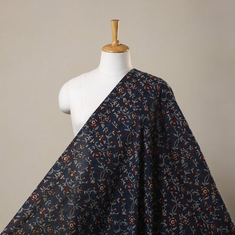 Blue Natural Dyed Block Print Cotton Ajrakh Fabric