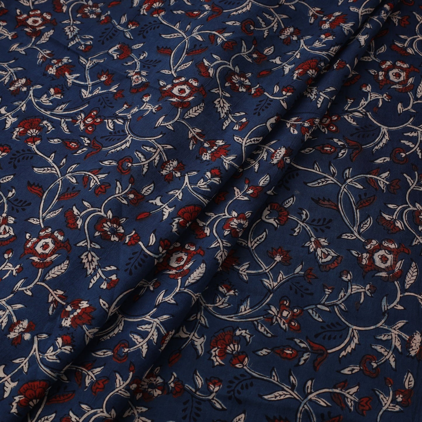 Blue Natural Dyed Block Print Cotton Ajrakh Fabric