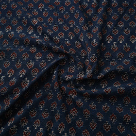 Blue - natural dyed cotton fabric 17 - handcrafted