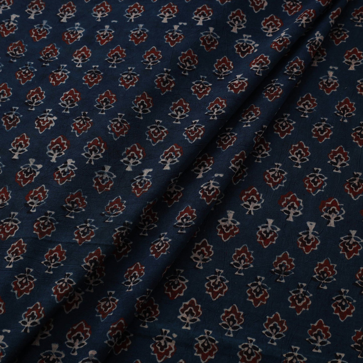 Blue - natural dyed cotton fabric 17 - handcrafted