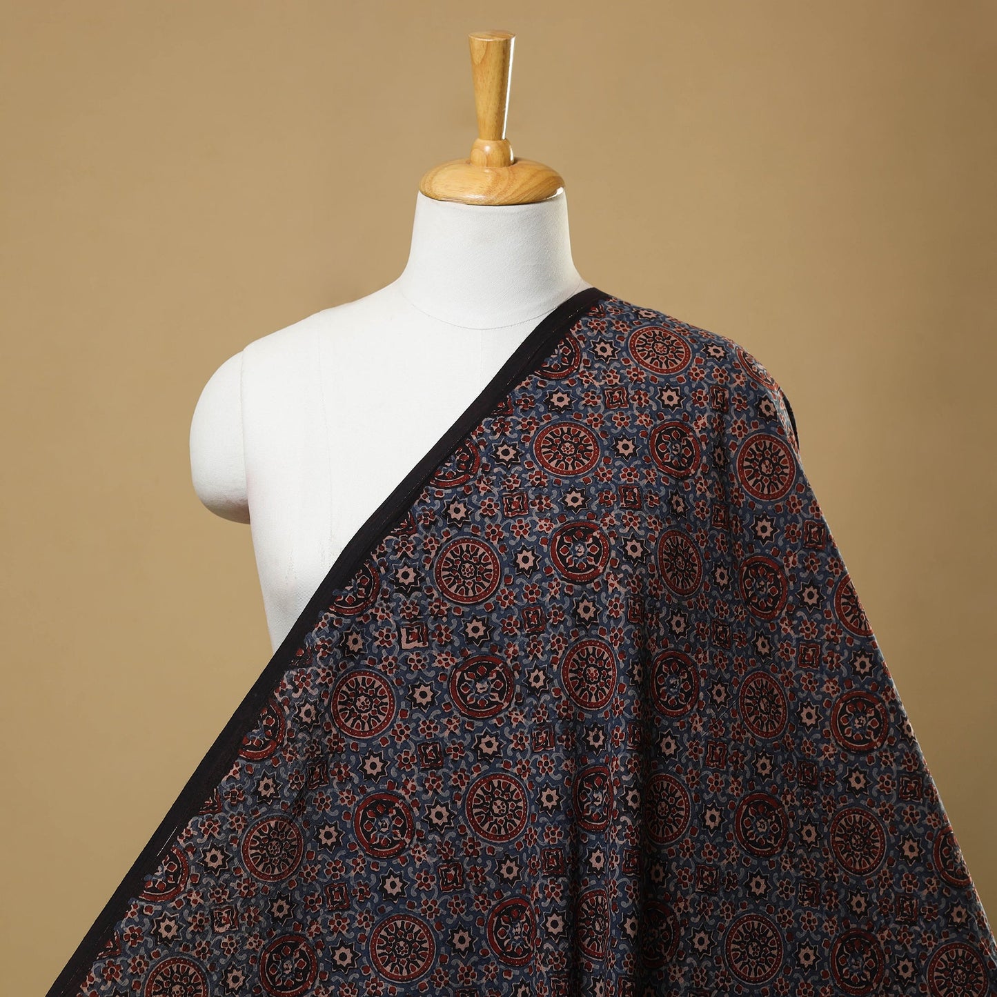 Black Natural Dyed Cotton Ajrakh Print Fabric