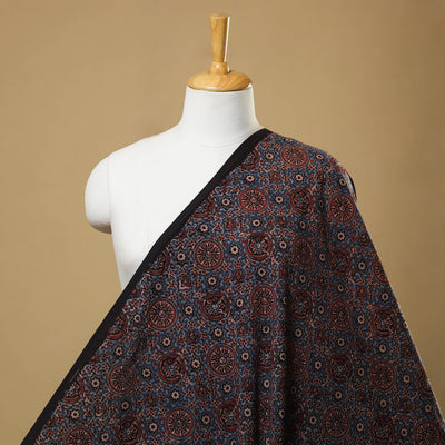 Black Natural Dyed Cotton Ajrakh Print Fabric
