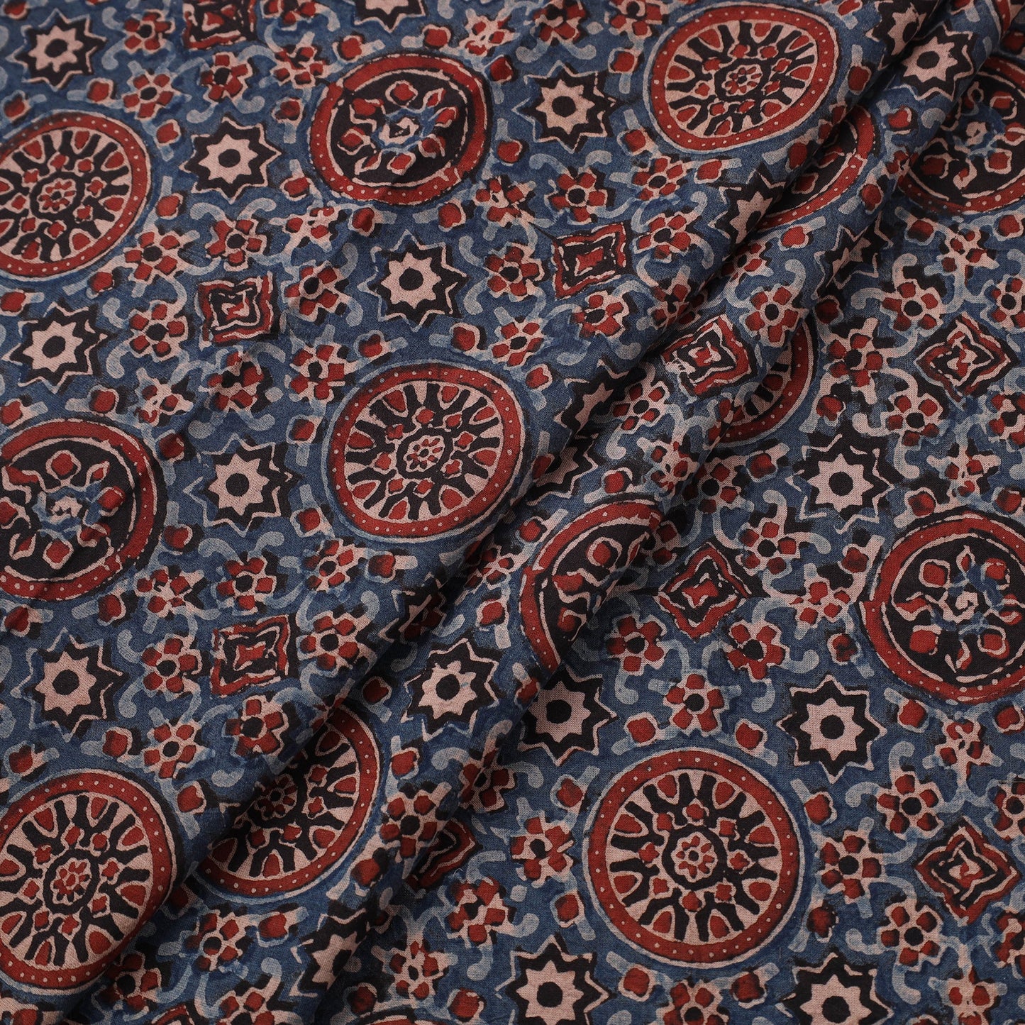 Black Natural Dyed Cotton Ajrakh Print Fabric