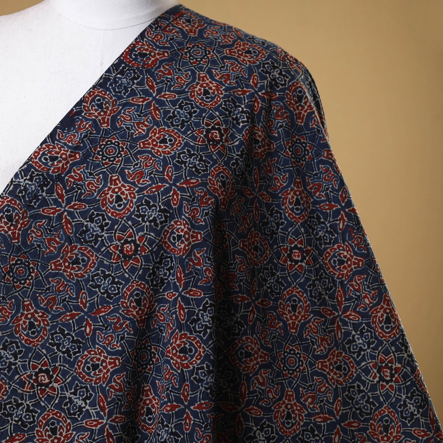 Blue - natural dyed cotton fabric 31 - handcrafted