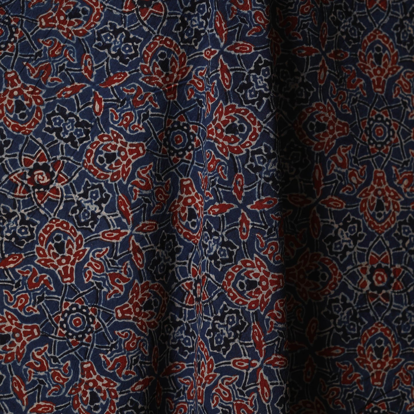 Blue - natural dyed cotton fabric 31 - handcrafted