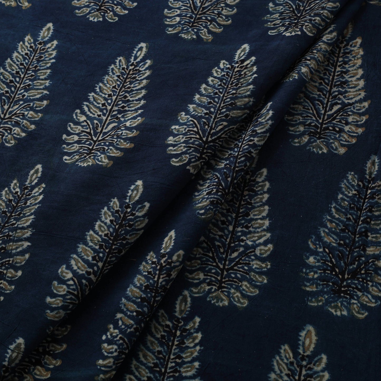 Blue Natural Dyed Block Print Cotton Ajrakh Fabric