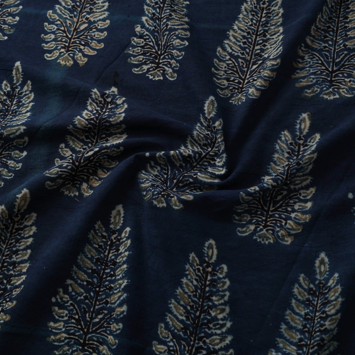 Blue Natural Dyed Block Print Cotton Ajrakh Fabric