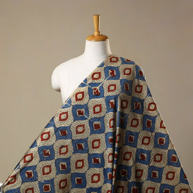 Blue Natural Dyed Block Print Cotton Ajrakh Fabric