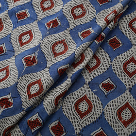 Blue Natural Dyed Block Print Cotton Ajrakh Fabric