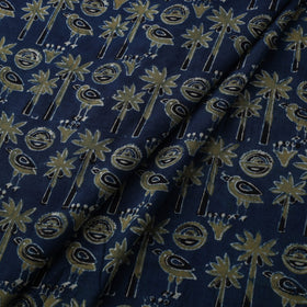 Blue Natural Dyed Block Print Cotton Ajrakh Fabric