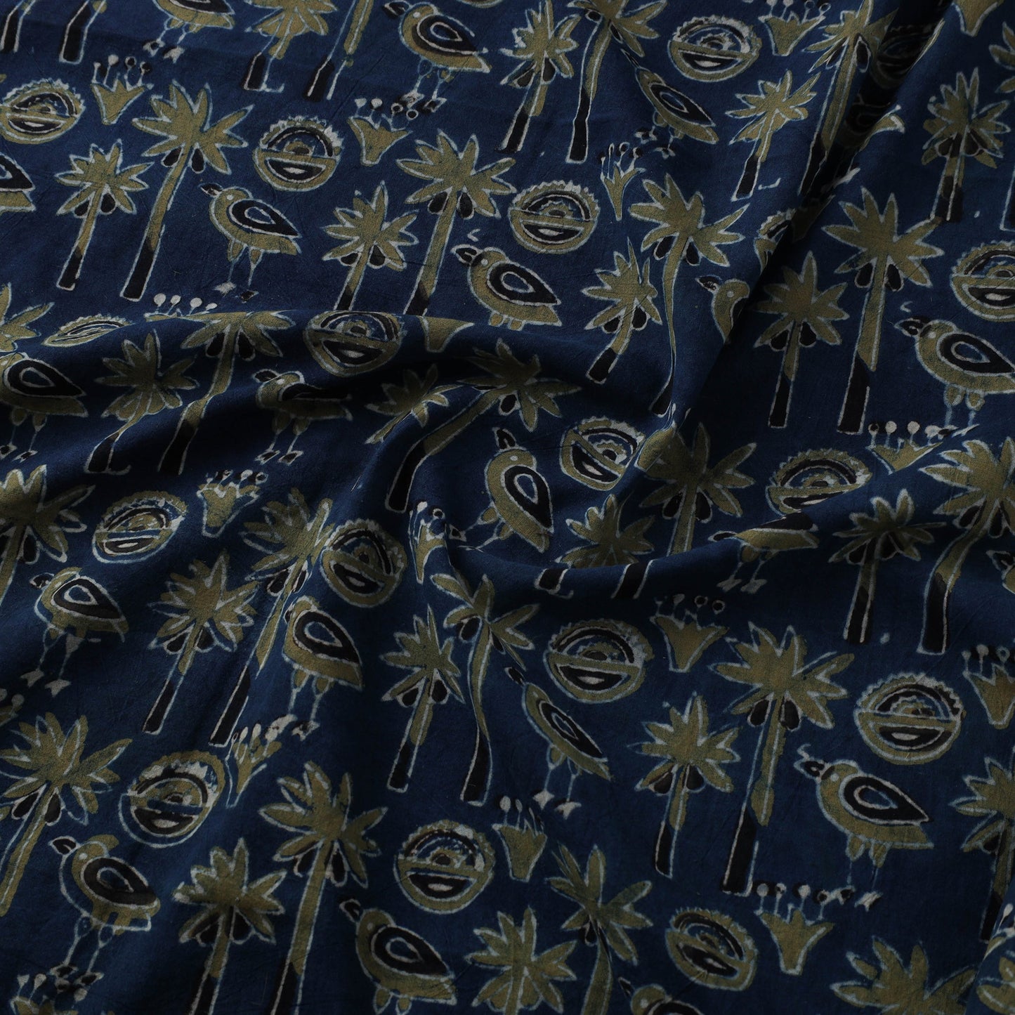 Blue Natural Dyed Block Print Cotton Ajrakh Fabric