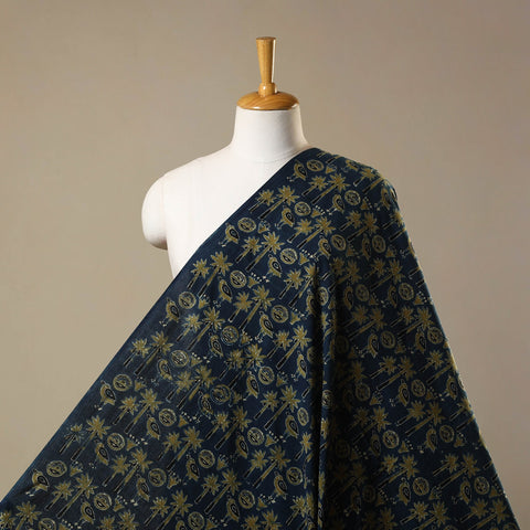 Blue Natural Dyed Block Print Cotton Ajrakh Fabric