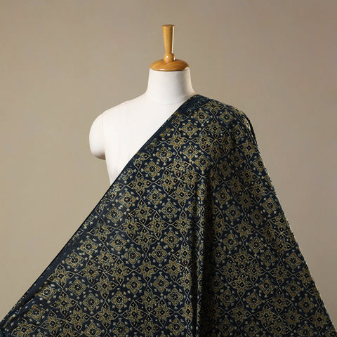 Blue Natural Dyed Block Print Cotton Ajrakh Fabric