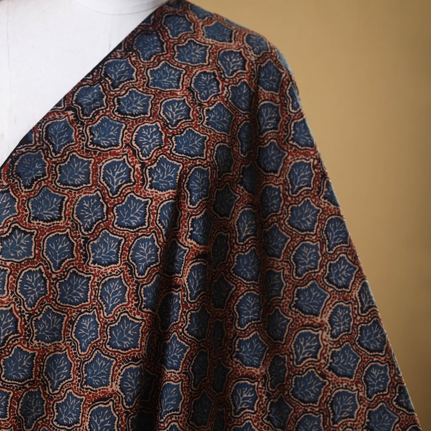 Blue - natural dyed cotton fabric 51 - handcrafted