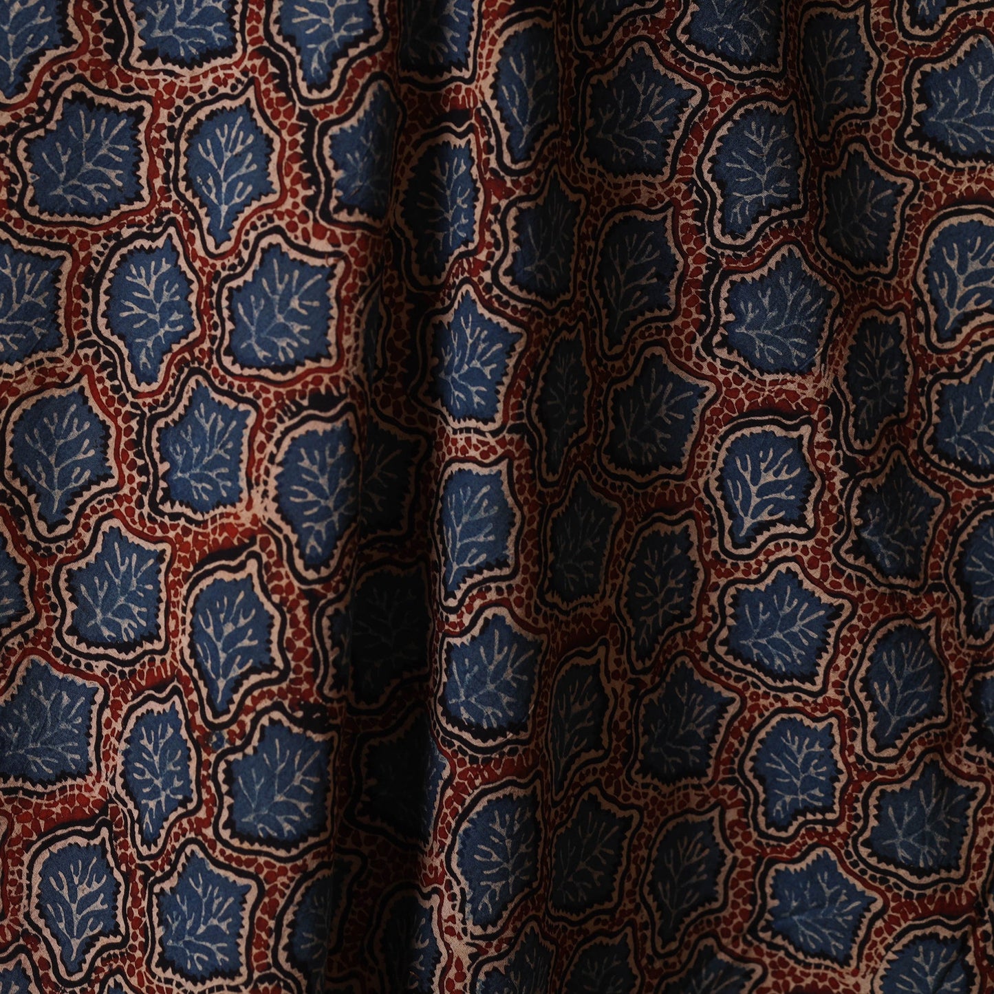 Blue - natural dyed cotton fabric 51 - handcrafted