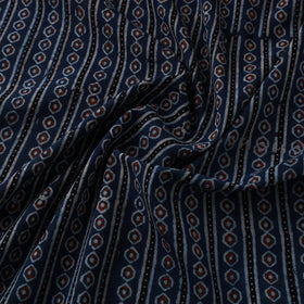 Blue Natural Dyed Block Print Cotton Ajrakh Fabric