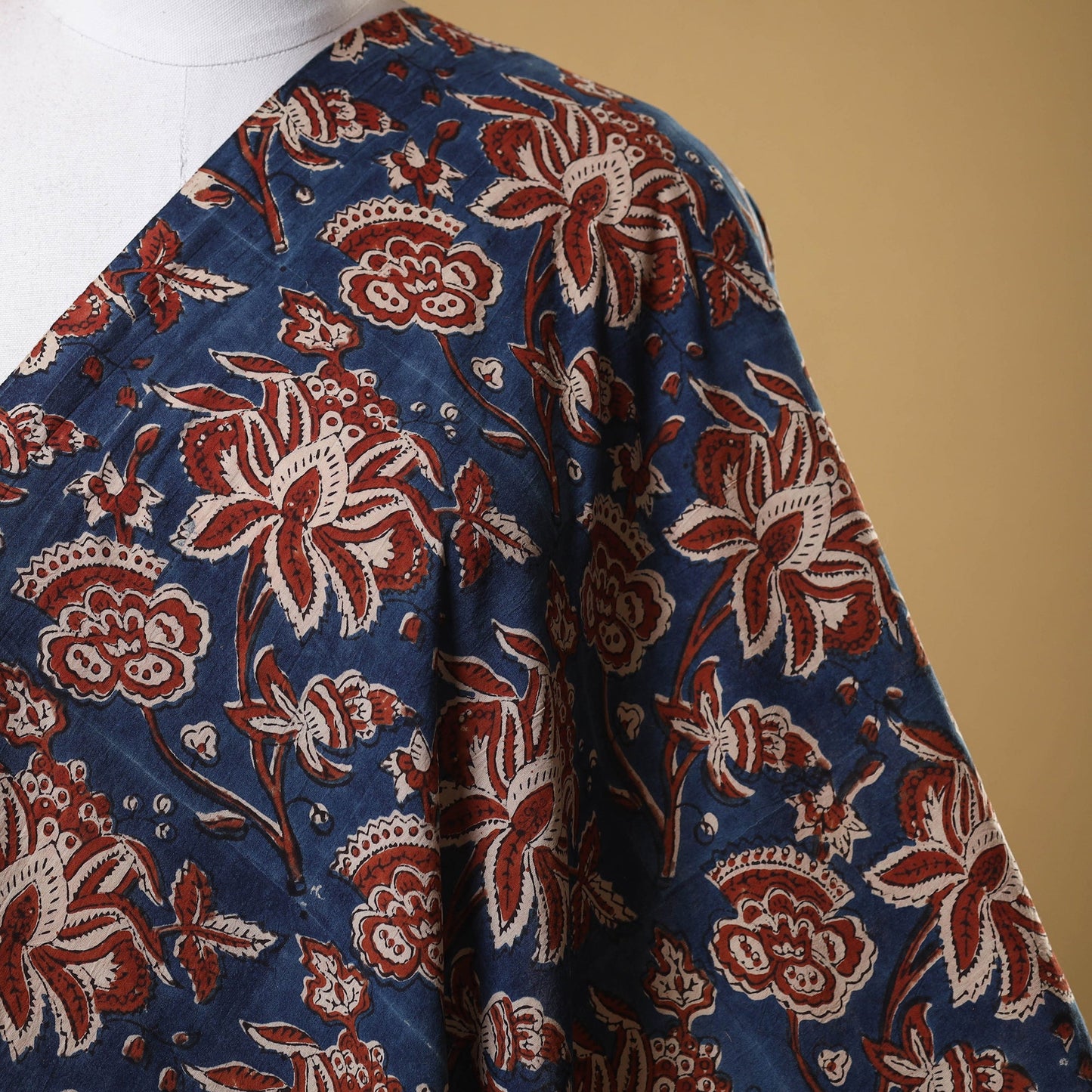 Blue - natural dyed cotton fabric 53 - handcrafted