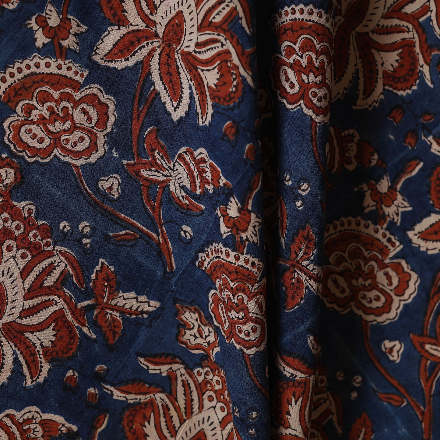 Blue - natural dyed cotton fabric 53 - handcrafted